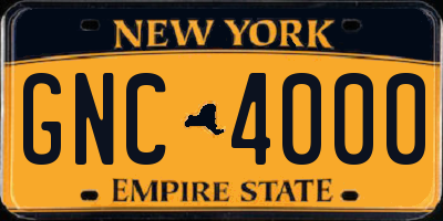 NY license plate GNC4000