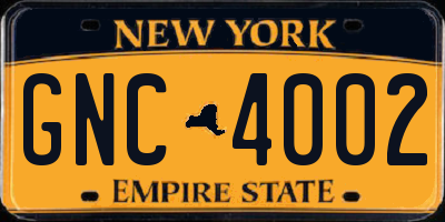 NY license plate GNC4002