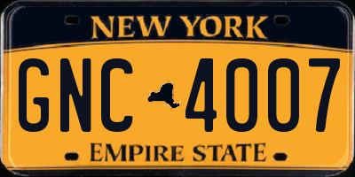 NY license plate GNC4007
