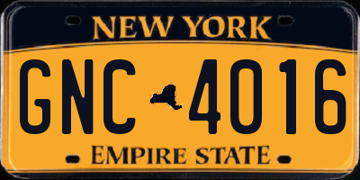 NY license plate GNC4016