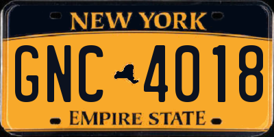 NY license plate GNC4018