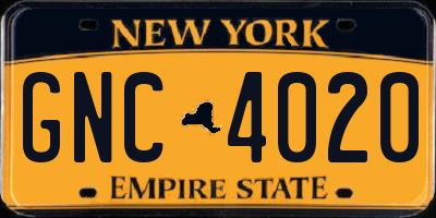 NY license plate GNC4020