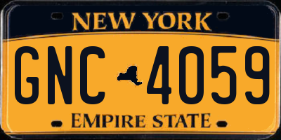 NY license plate GNC4059