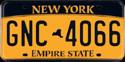 NY license plate GNC4066