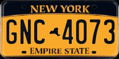 NY license plate GNC4073