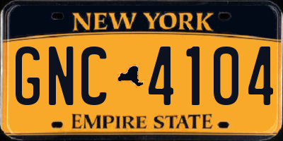 NY license plate GNC4104