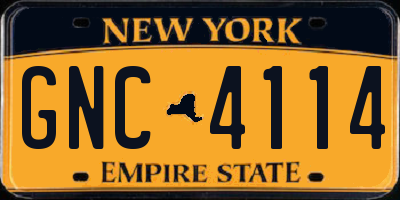 NY license plate GNC4114