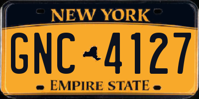 NY license plate GNC4127