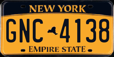 NY license plate GNC4138