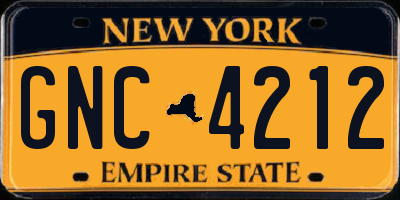 NY license plate GNC4212