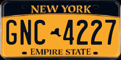 NY license plate GNC4227