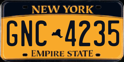NY license plate GNC4235
