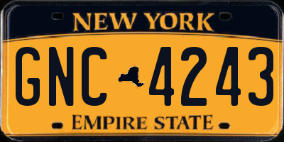 NY license plate GNC4243
