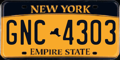 NY license plate GNC4303