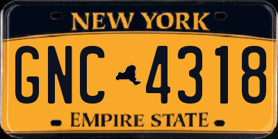 NY license plate GNC4318