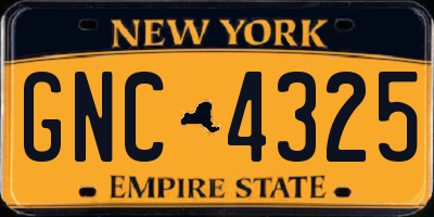 NY license plate GNC4325