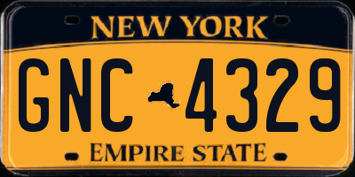 NY license plate GNC4329