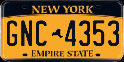 NY license plate GNC4353
