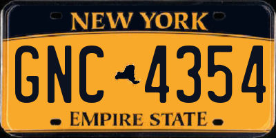 NY license plate GNC4354