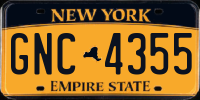NY license plate GNC4355