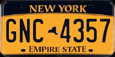 NY license plate GNC4357