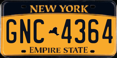 NY license plate GNC4364