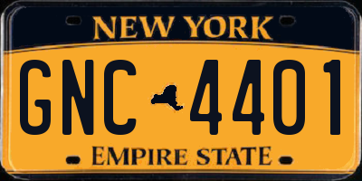 NY license plate GNC4401