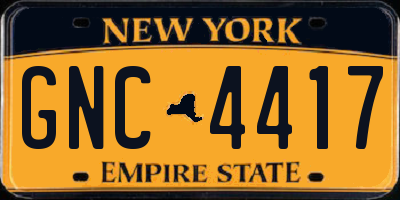 NY license plate GNC4417