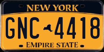 NY license plate GNC4418