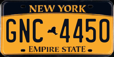 NY license plate GNC4450