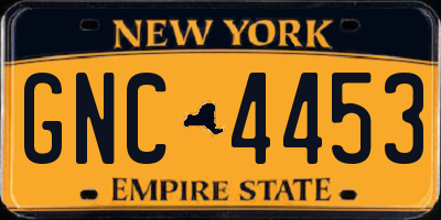 NY license plate GNC4453