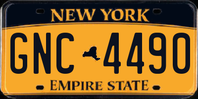 NY license plate GNC4490