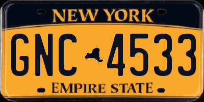 NY license plate GNC4533