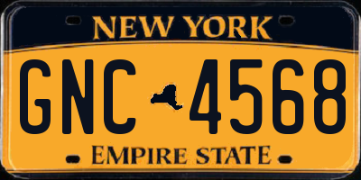 NY license plate GNC4568