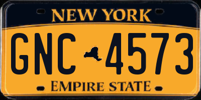 NY license plate GNC4573