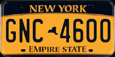NY license plate GNC4600