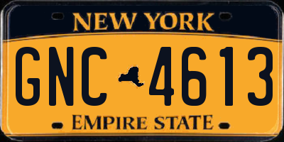 NY license plate GNC4613