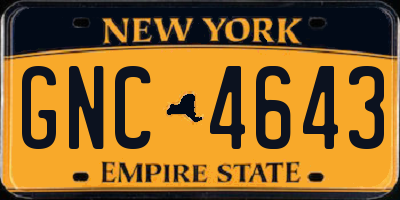 NY license plate GNC4643