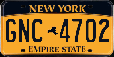 NY license plate GNC4702