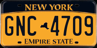 NY license plate GNC4709