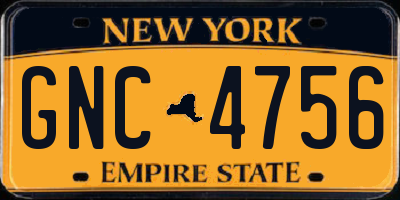 NY license plate GNC4756