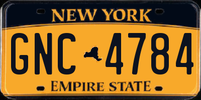 NY license plate GNC4784