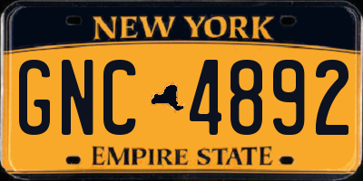 NY license plate GNC4892