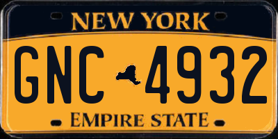 NY license plate GNC4932