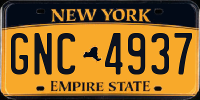 NY license plate GNC4937