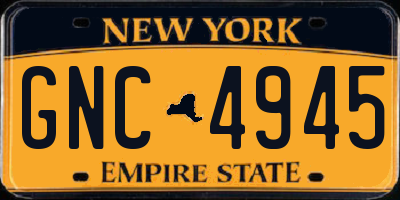NY license plate GNC4945