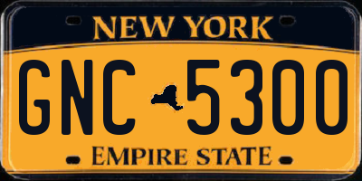 NY license plate GNC5300