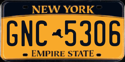 NY license plate GNC5306