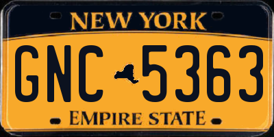 NY license plate GNC5363