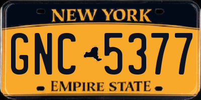 NY license plate GNC5377
